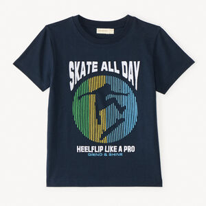 T-shirt κοντομάνικο με κεντητό σχέδιο σκέιτερ για αγόρι 