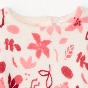 Πλεκτό πουλόβερ με μακριά μανίκια και απαλό molleton με ροζ arty μοτίβο για μωρό κορίτσι 