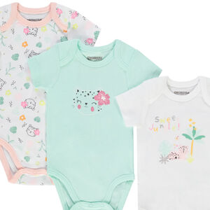 Σετ 7 κορμάκια με κοντά μανίκια από jersey με σχέδιο ζώα για bebe κορίτσι 