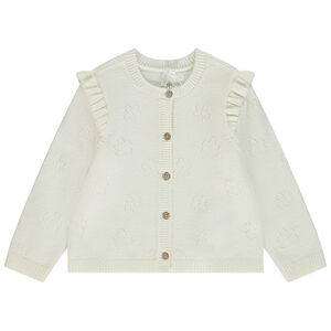 Ζακέτα από πλεκτό με σχέδιο pointelle λουλούδι για bebe κορίτσι 