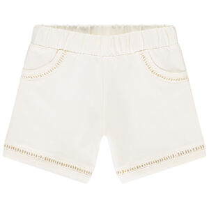 Σορτς molleton μονόχρωμο με λεπτομέρειες αζούρ για κορίτσι 