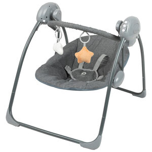 Ηλεκτρική κούνια γκρι με σιέλ σχέδιο 