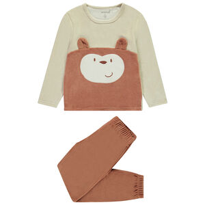 Πιτζάμα 2 τμχ. βελουτέ με σχέδιο από πίθηκους για αγόρι 