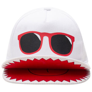 Καπέλο ριγέ από twill με εκτυπωμένα γυαλιά και διπλή γείσο 