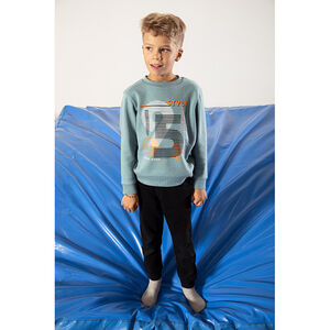 Ensemble sweat printé + jogging uni pour garçon Main Ensemble sweat printé + jogging uni pour garçon