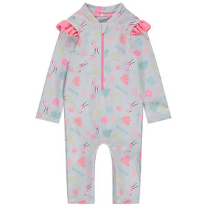 Ολόσωμη φόρμα anti-UV με print φλαμίνγκο για bebe κορίτσι 