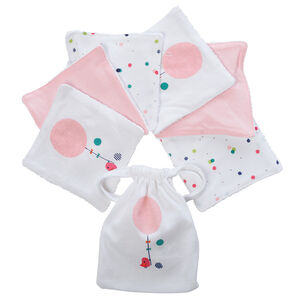 Lot de 6 lingettes lavables en coton Happy Days 