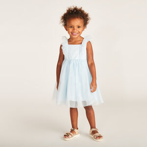 Φόρεμα από ελαστικό τούλι με χρυσόσκονη και φτερά για μωρό κορίτσι. 