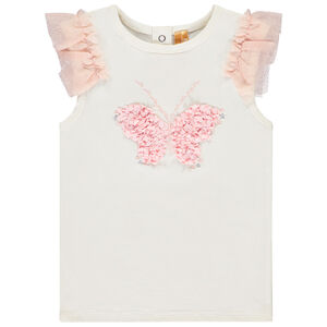 Κοντομάνικο μπλουζάκι με 3D σχέδιο πέταλα για μωρό κορίτσι 