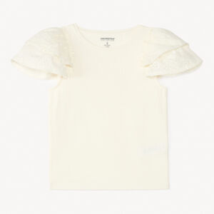 T-shirt με κοντό μανίκι από αγγλική κέντημα για κορίτσι 