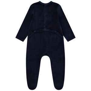 Ολόσωμο φορμάκι βελουτέ με κέντημα σκίουρου για bebe αγόρι 