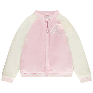 Δίχρωμο μπουφάν teddy με κεντημένο σχέδιο για κορίτσι 