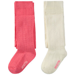 Σετ 2 ζευγαριών από χοντρές καλσόν με σχέδιο πλέξης για κορίτσι μωρό 