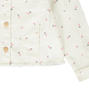 Τζάκετ τζιν με λουλούδια και στρογγυλή λαιμόκοψη για κορίτσι 