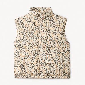 Doudoune sans manches imprimée style léopard pour fille 