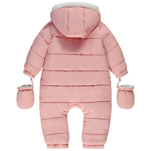 Κομψό μπουφάν μονόχρωμο με επένδυση από μικροπολάρη για bebe κορίτσι 