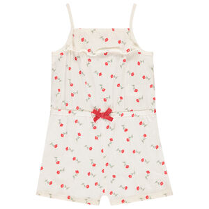 Σαλοπέτα κοντή με βολάν και λουλούδια για μωρό κορίτσι 