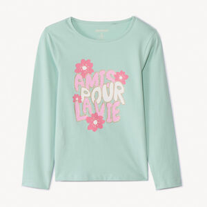 Μπλούζα μακρυμάνικη από jersey με φαντεζί σχέδιο και glitter για κορίτσι 