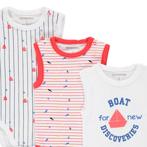 Σετ 5 βρεφικών φορμακιών χωρίς μανίκια από οργανικό βαμβάκι με θαλάσσια σχέδια 