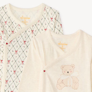 Lot de 2 bodies bébé fille manches longues motif ourson 