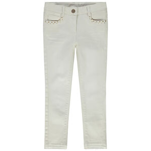 Στενό τζιν χωρίς σχέδιο με στρας για κορίτσι 