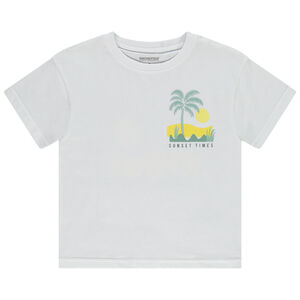 Κοντομάνικο μπλουζάκι μονόχρωμο με print ηλιοβασίλεμα για αγόρι 