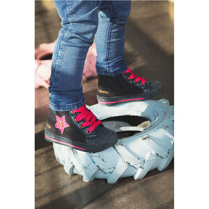 Baskets montantes à zip et lacet avec patchs étoiles Lulu Castagnette 