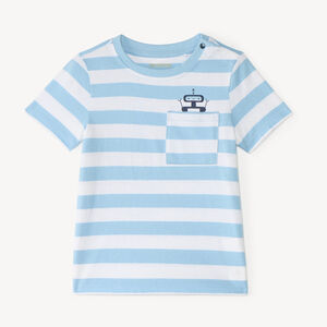 T-shirt rayé imprimé robot pour garçon bébé 