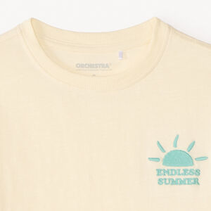 T-shirt oversize à manches courtes avec impression et broderie fantaisie pour garçon 