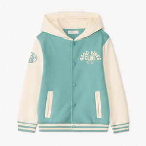 Μπουφάν teddy με κουκούλα και 3D επιγραφή για αγόρι 