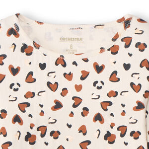 Μπλούζα με μακριά μανίκια από ριμπ με σχέδιο καρδιές σε στυλ λεκέδων για κορίτσι 