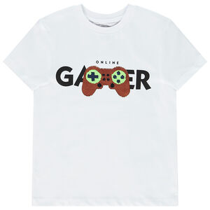 T-shirt manches courtes print et sequins magiques pour garçon Main T-shirt manches courtes print et sequins magiques pour garçon