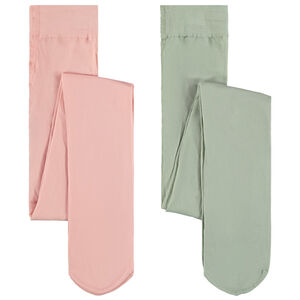 Σέτ από 2 μονόχρωμες λεπτές καλσόν για κορίτσι 