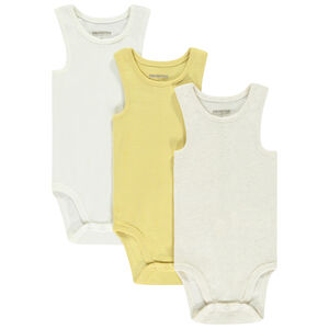 Σετ από 3 αμάνικα κορμάκια μονόχρωμα για bebe αγόρι 