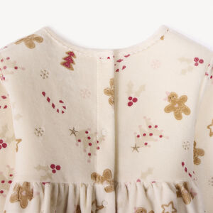 Φορμάκι βελουτέ 2 σε 1 για μωρό κορίτσι με χριστουγεννιάτικο σχέδιο écru 