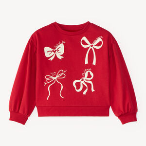 Sweat fille en molleton imprimé nœuds 
