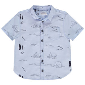 Πουκάμισο κοντομάνικο με φαντεζί σχέδιο θαλάσσιο για αγόρι 