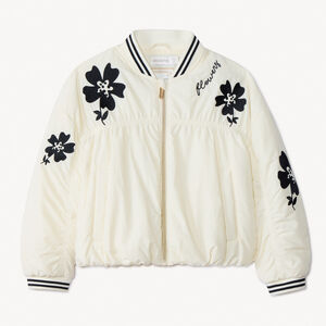 Μπουφάν bombers από υφασμάτινο με εφέ τσαλακωμένου και λουλουδάτο σχέδιο για κορίτσι 