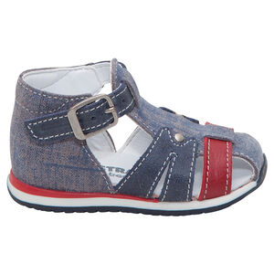 Σανδάλια από δέρμα με λουριά σε αντίθεση και εφέ used 