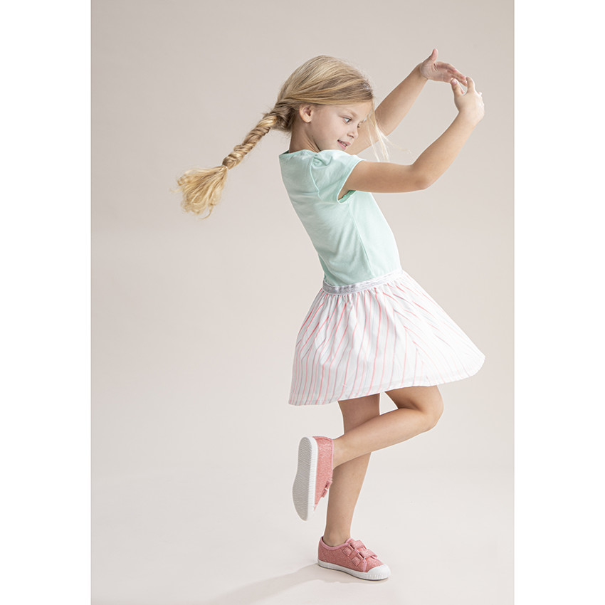 Μπαλαρίνες χαμηλές κοραλλί από υφασμάτινο με λαμπερά νήματα από 24 έως 29 