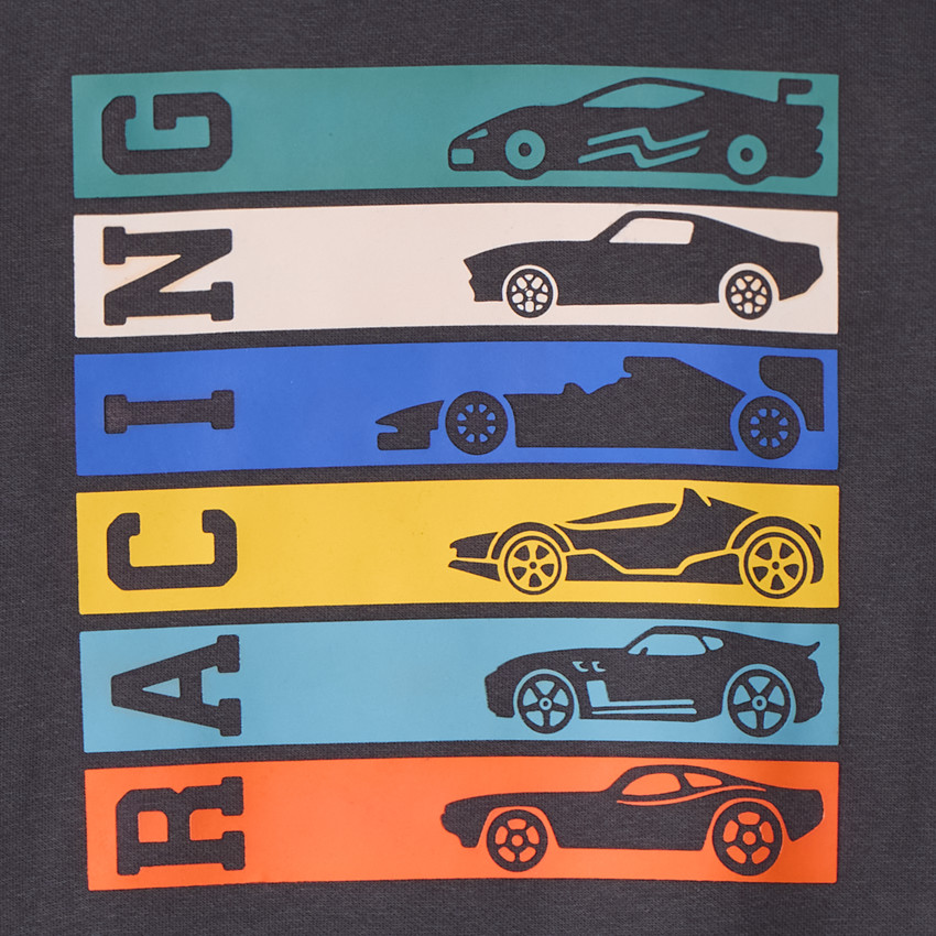 Sweat en molleton uni avec print et puff print fantaisie pour garçon 