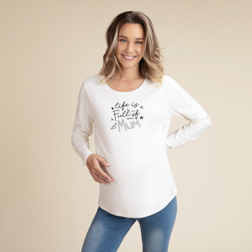 T-shirt d'allaitement en jersey print fantaisie 