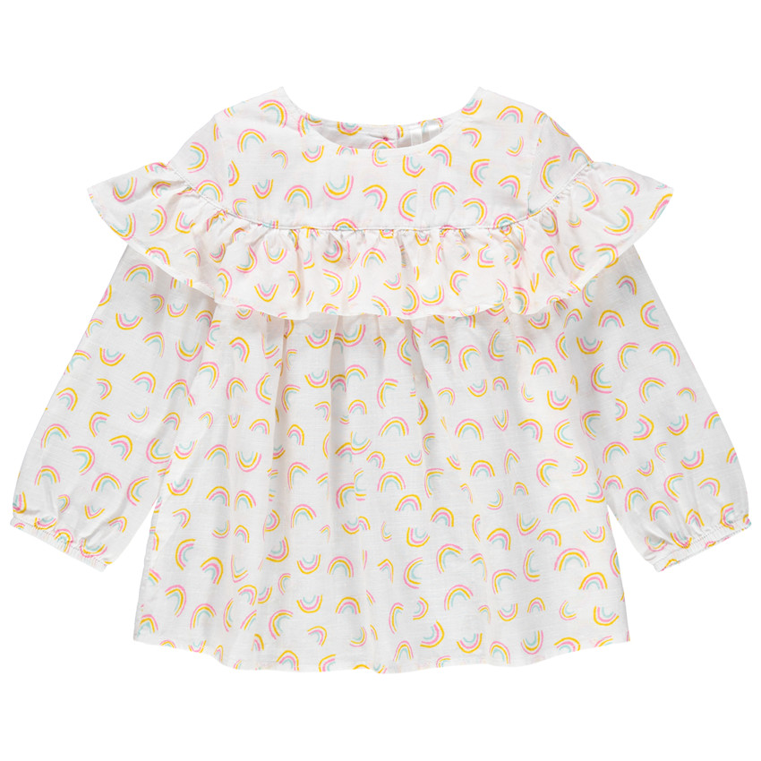 Μακρυμάνικη τουνίκ με μοτίβο με ουράνια τόξα και βολάν 