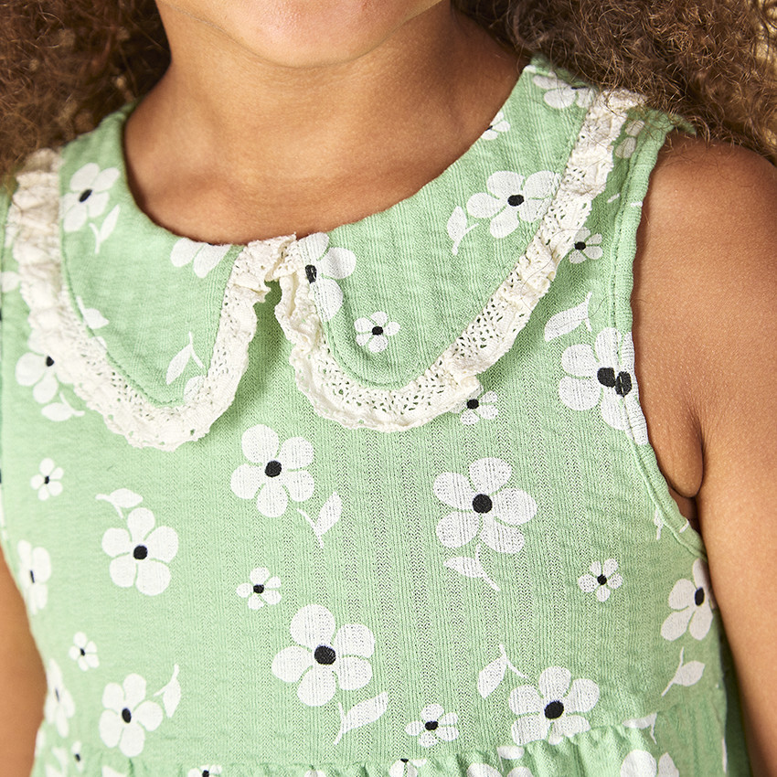 Αμάνικο φόρεμα με λουλούδια και γιακά claudine για κορίτσι 