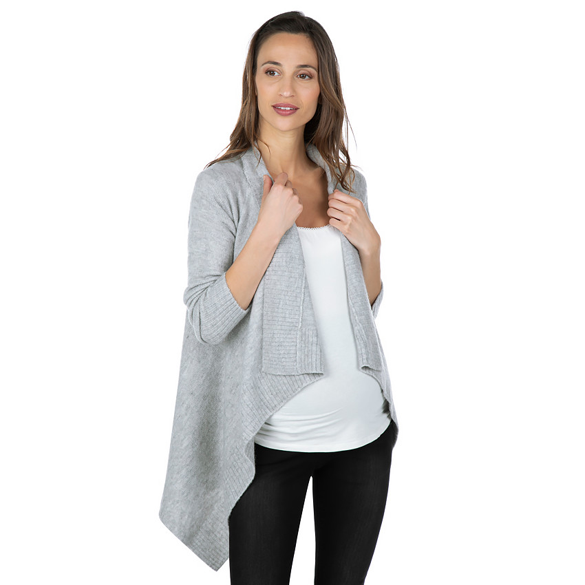 Πλεκτή ζακέτα εγκυμοσύνης με φαντεζί φύλλα 