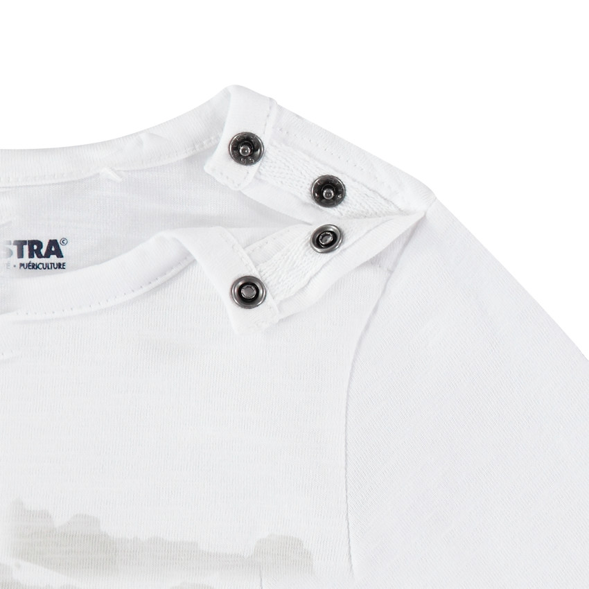 Κοντομάνικη μπλούζα από βιολογικό βαμβάκι με τυπωμένη γατούλα και σούστες στη λαιμόκοψη 