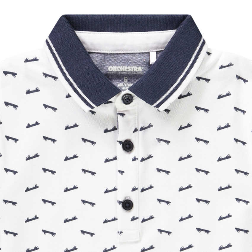 Πόλο κοντομάνικο βαμβακερό piqué με print για αγόρι 