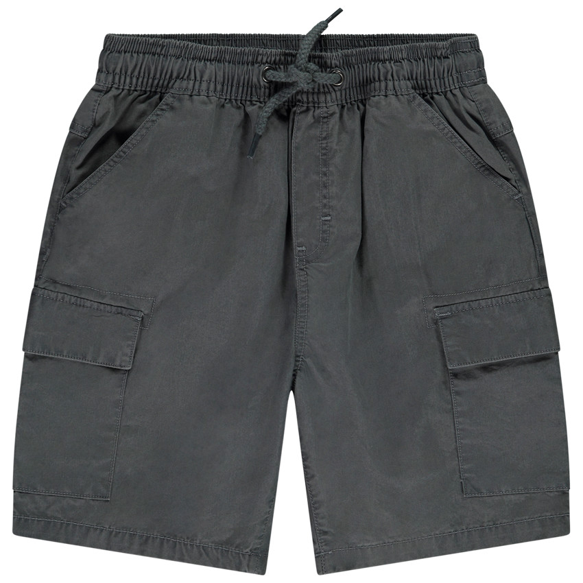 Bermuda uni à poches en popeline pour garçon 