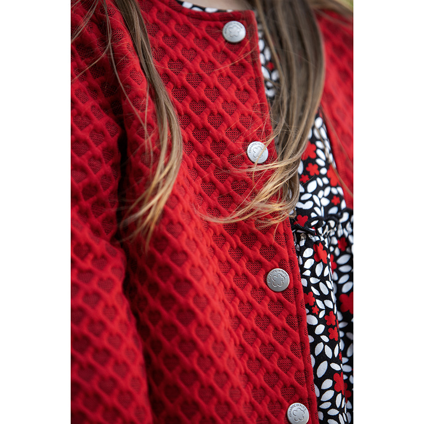 Ζακέτα molleton κόκκινη με καρδιές jacquard 