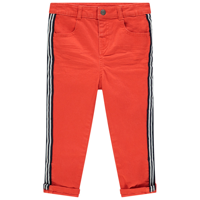 Pantalon en toile effet crinkle à bandes sur les côtés 